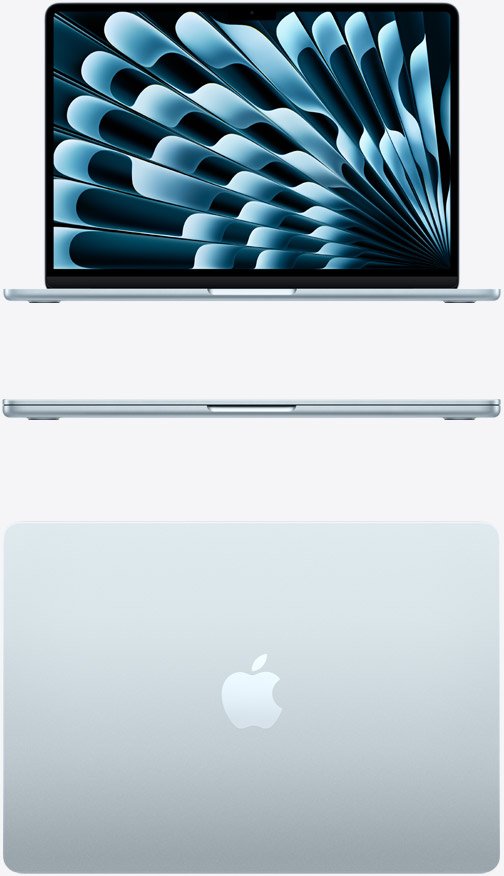 MacBook Air visto aberto, de perfil e com a tampa fechada